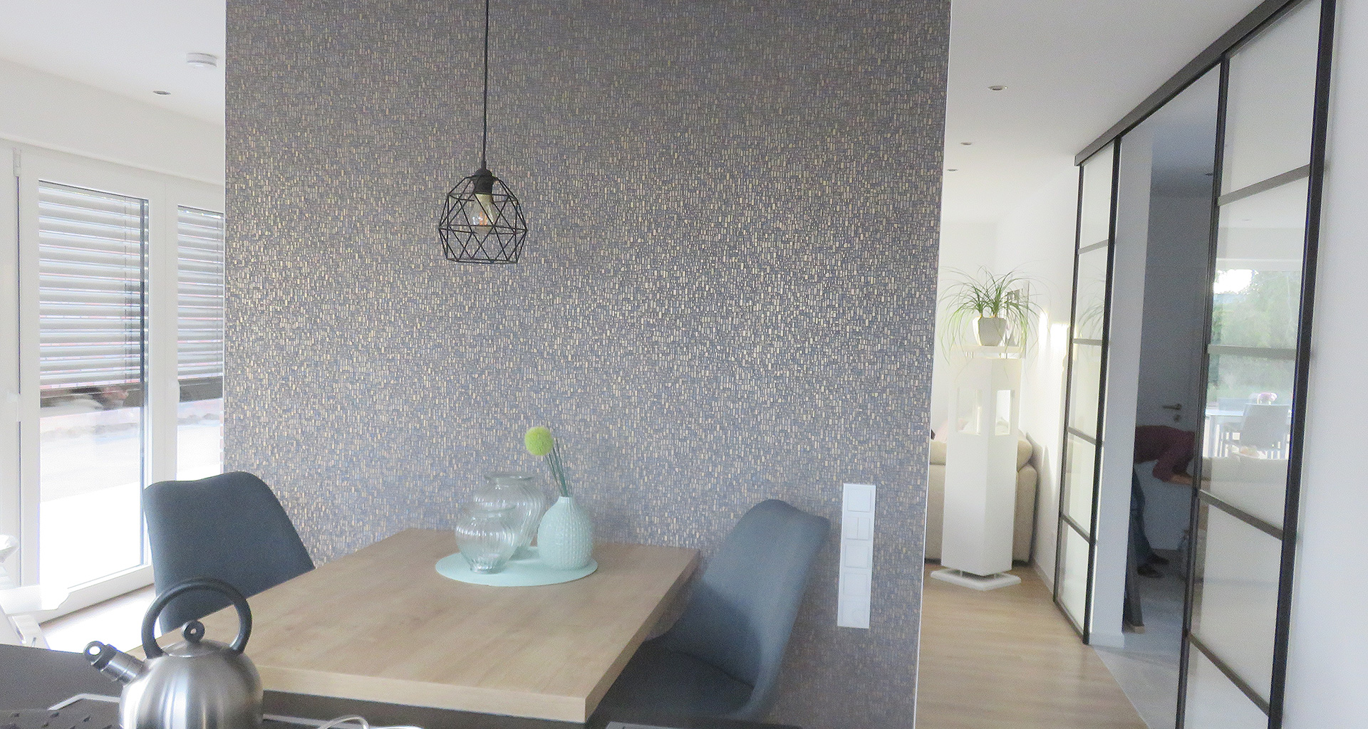 Einfamilienhaus Wohnzimmerwand Mosaik von vorn in Grafschaft Bentheim Nordhorn 2016